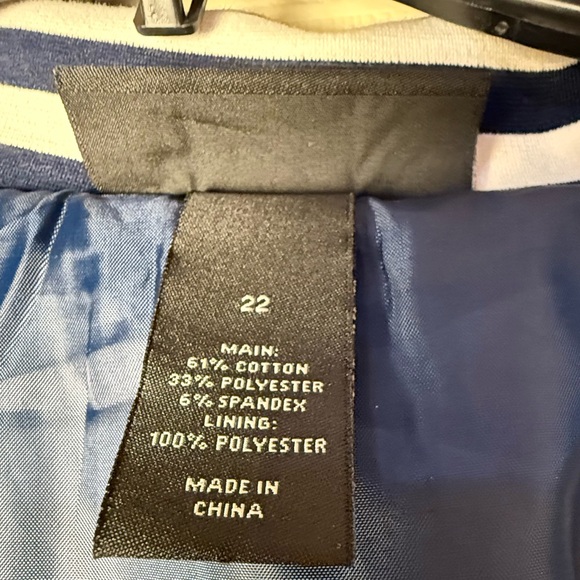 Lane Bryant Navy & White Striped Asymmetrical Zip Blazer - Picture 5 of 7